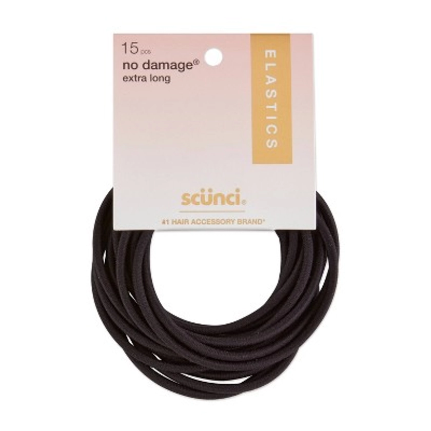 scunci No Damage Extra Long Elastic Hair Ties - 4mm/15ct