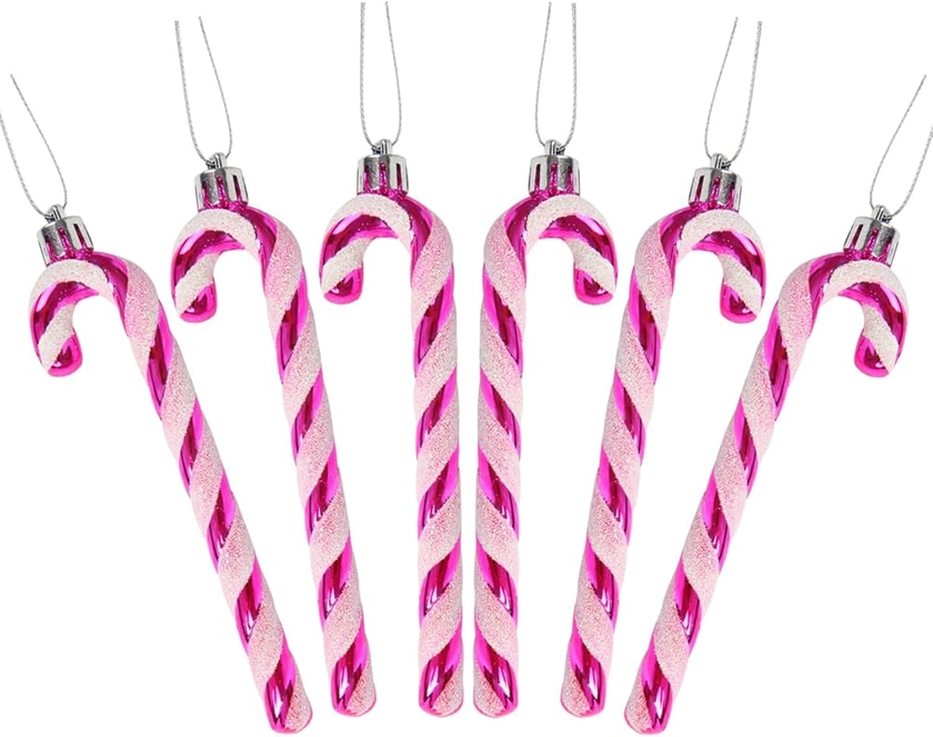 DERAYEE 6 PCS Christmas Glitter Candy Cane Plastic Candy Cane Christmas Tree Decorations for Xmas New Year Party Supplies (Hot Pink&White)… : Amazon.co.uk: Home & Kitchen