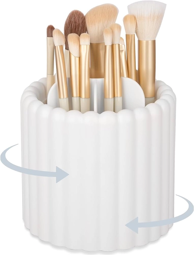 Amazon.com: Anyoifax 360 Rotating Makeup Brush Holder 7 Slots Make Up Brush Organizer Removable Spinning Cosmetic Brushes Storage Pen Holder for Vanity, Dresser, Desk, White : Beauty & Personal Care