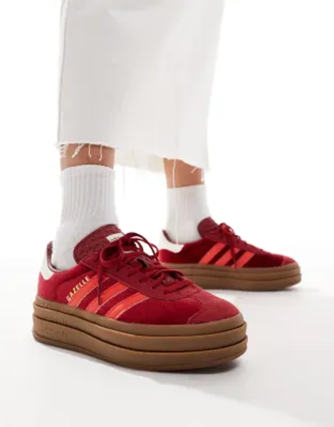 adidas Originals - Gazelle Bold - Baskets en velours - Rouge et blanc | ASOS