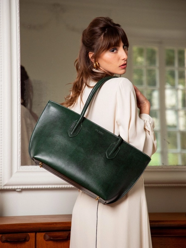 Édith 1960 Malachite - sac cabas cuir vert femme | PAUL MARIUS