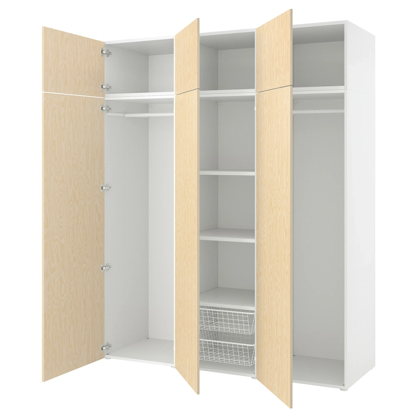PLATSA armoire 6 portes, blanc/Kalbåden effet pin, 180x57x221 cm - IKEA
