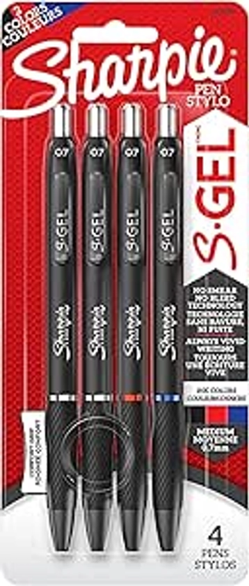 Amazon.com: Sharpie S-Gel, Gel Pens, Medium Point (0.7mm), Assorted Colors, 4 Count : Office Products
