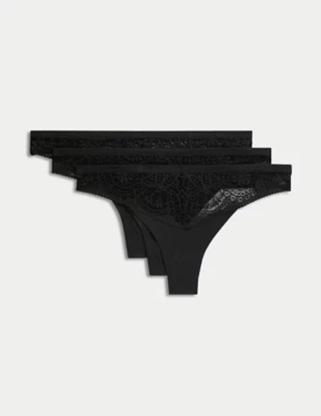 3pk Body Soft™ Lace Thongs | Body by M&S | M&S