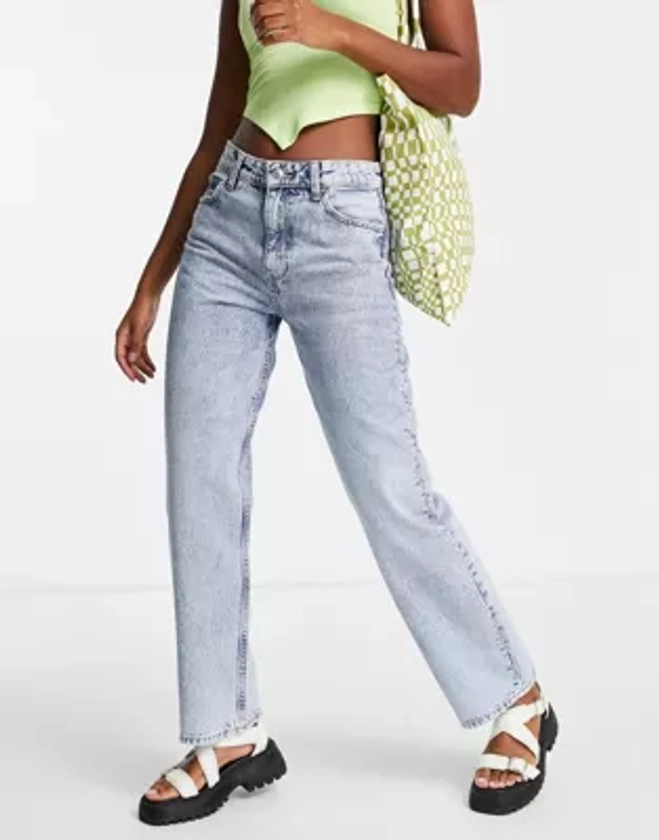 Bershka - Jean dad taille haute - Bleu moyen | ASOS