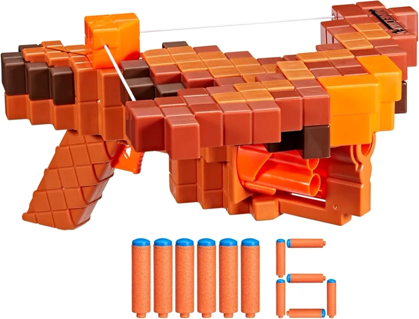 Nerf Minecraft Pillager's Crossbow Dart Blaster, 6 Nerf N1 Darts Compatible Only with Nerf N Series Blasters, 6 Dart Capacity, Ages 8+