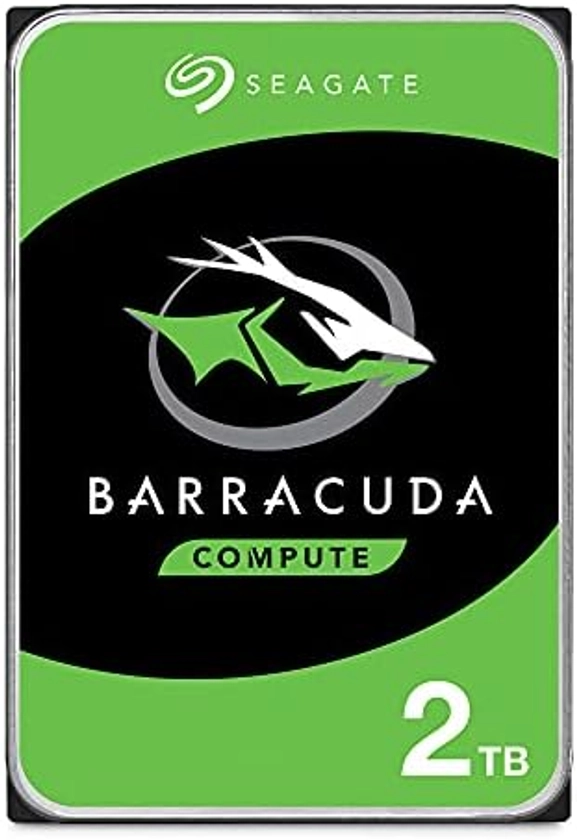 Seagate BarraCuda, 2 To, Disque dur interne HDD – 3,5" SATA 6 Gbit/s 7 200 tr/min, 256 Mo de mémoire cache, pour PC de bureau , Ouverture facile (ST2000DMZ08)