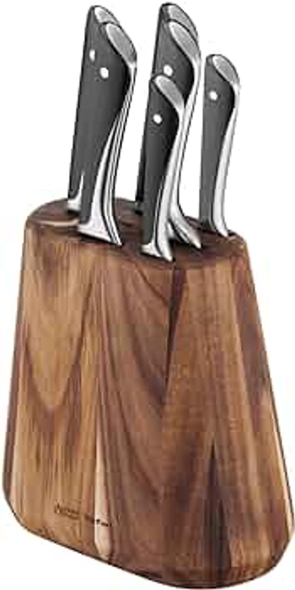 Tefal Jamie Oliver Kitchen Knives Set, 6 Pieces, Knife Block, German Stainless Steel, K267S656, Black