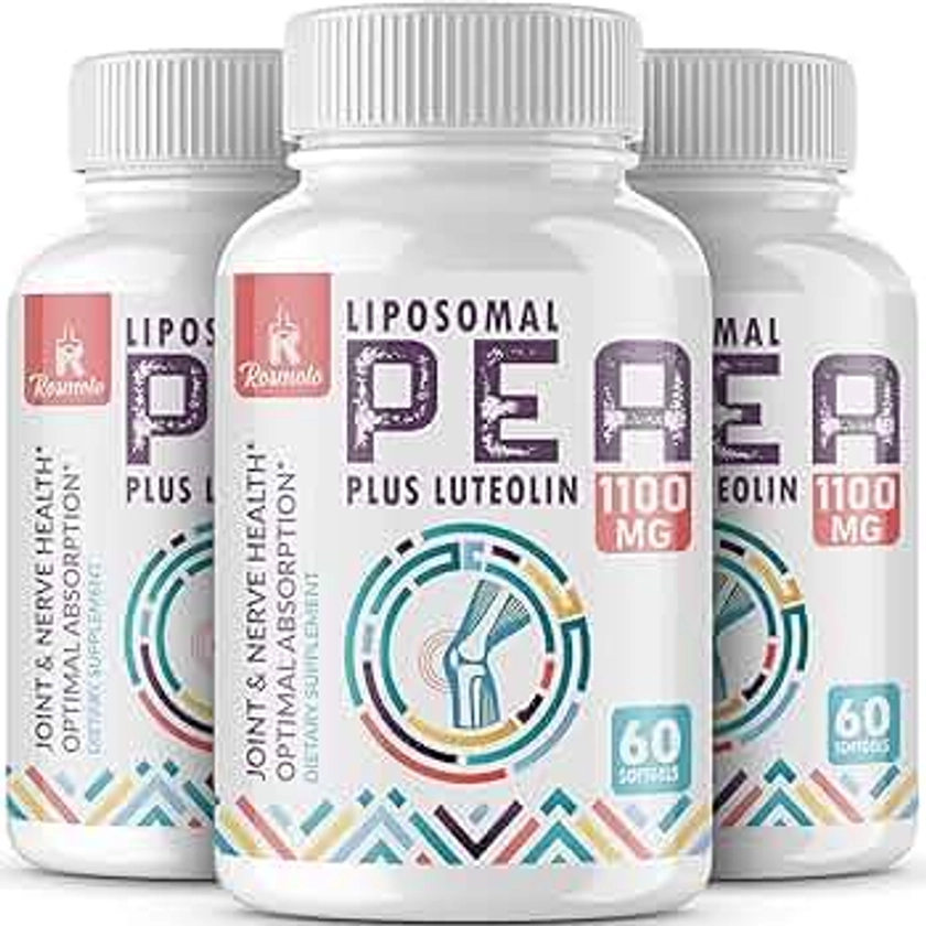 Palmitoiletanolamida Liposomal 1000 mg + luteolina 100 mg, ervilha micronizada 99% altamente purificada – Maior absorção e biodisponibilidade, 180 cápsulas gelatinosas