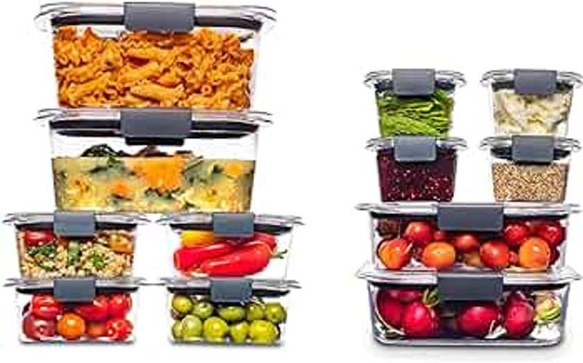 Rubbermaid Brilliance BPA Free Food Storage Containers with Lids, Airtight, for Lunch, Meal Prep, and Leftovers, Set of 12