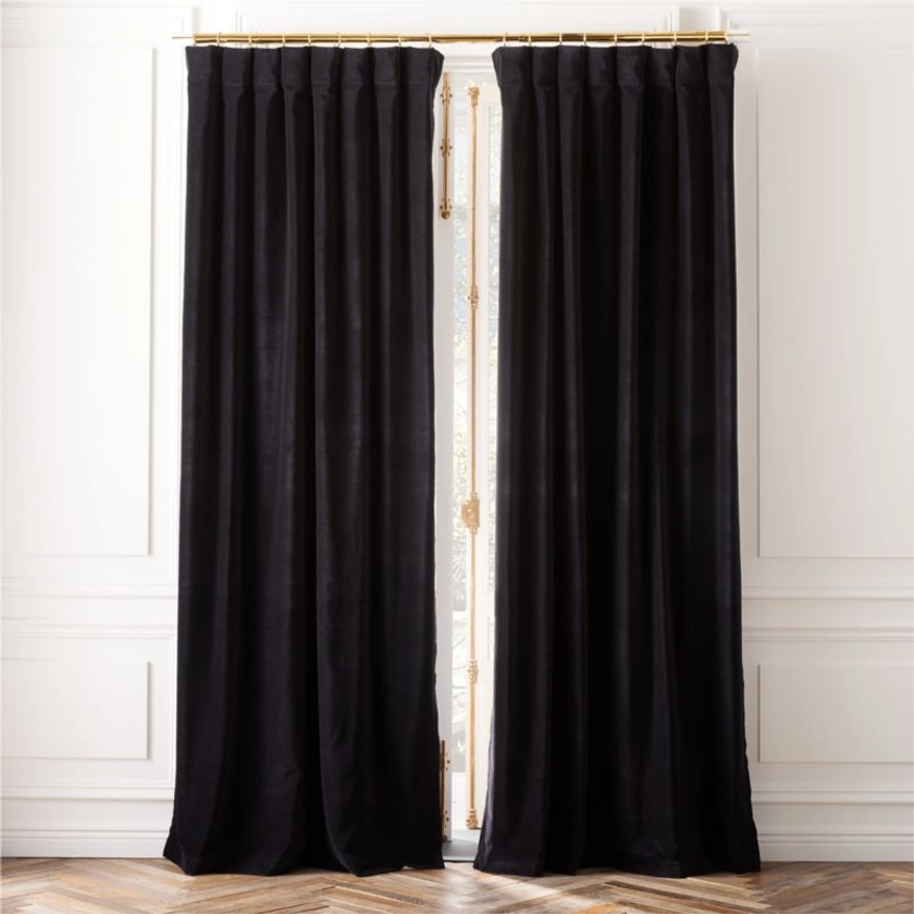 Black Organic Cotton Velvet Window Curtain Panel 48"x108'' + Reviews | CB2