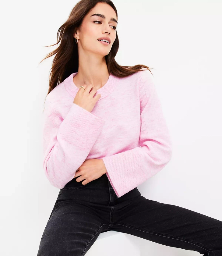 Ribtrim Flare Sleeve Sweater