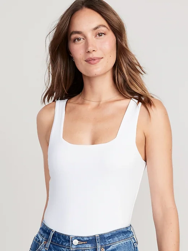 Square-Neck Tank Top Bodysuit