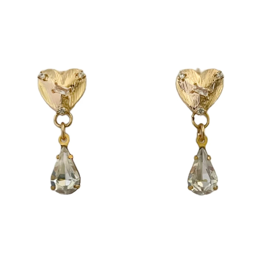 Mini Crystal Heart Earrings