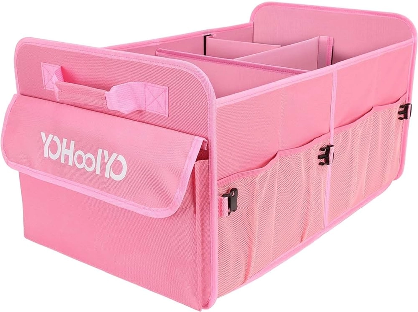 YOHOOLYO Car Boot Organiser 72L Large Capacity Car Organiser Collapsible 4 Compartments Car Boot Organiser Storage, Multicolor Car Accessories for Women/Men, Pink : Amazon.co.uk: Automotive
