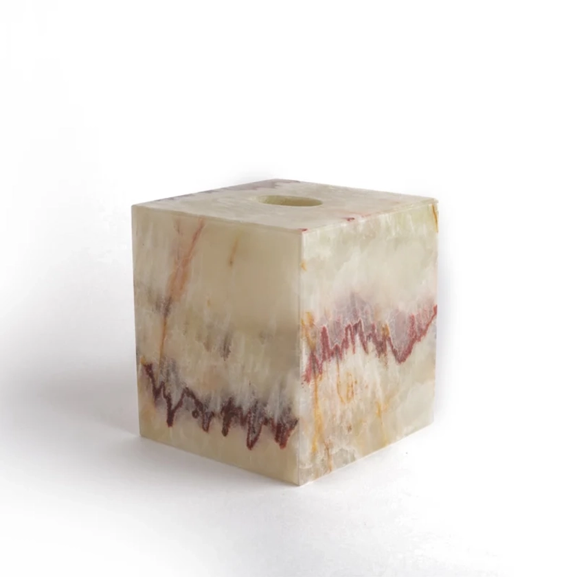 Less Is More Tissue Box Marble - Green Onyx