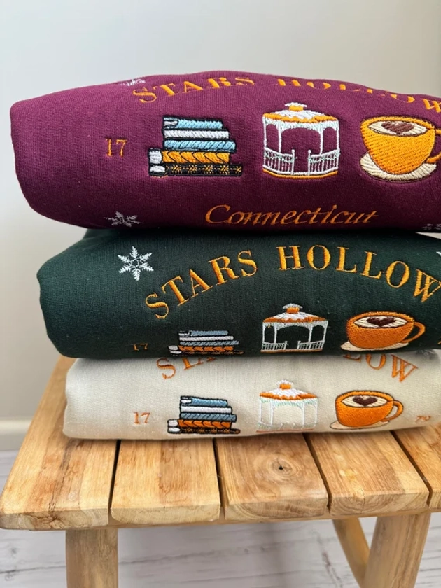 Stars Hollow Embroidered Sweatshirt | Gilmore Girls | Pop Culture Gifts | Embroidered Sweater