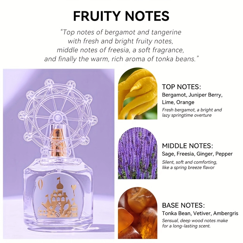 Eau De Toilette Spray For Women, Refreshing And Long Lasting Fragrance With Floral&Fruity/Fruity Notes, Rotating * Wheel Perfume For Dating And Daily Life, A Perfect Gift For Her