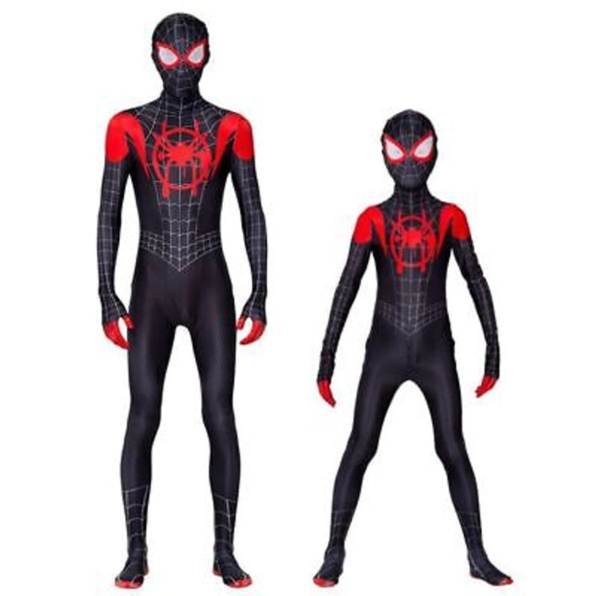 Into the SpiderVerse Miles Morales Spiderman Jumpsuit Kids/Adult Costume Cosplay | eBay