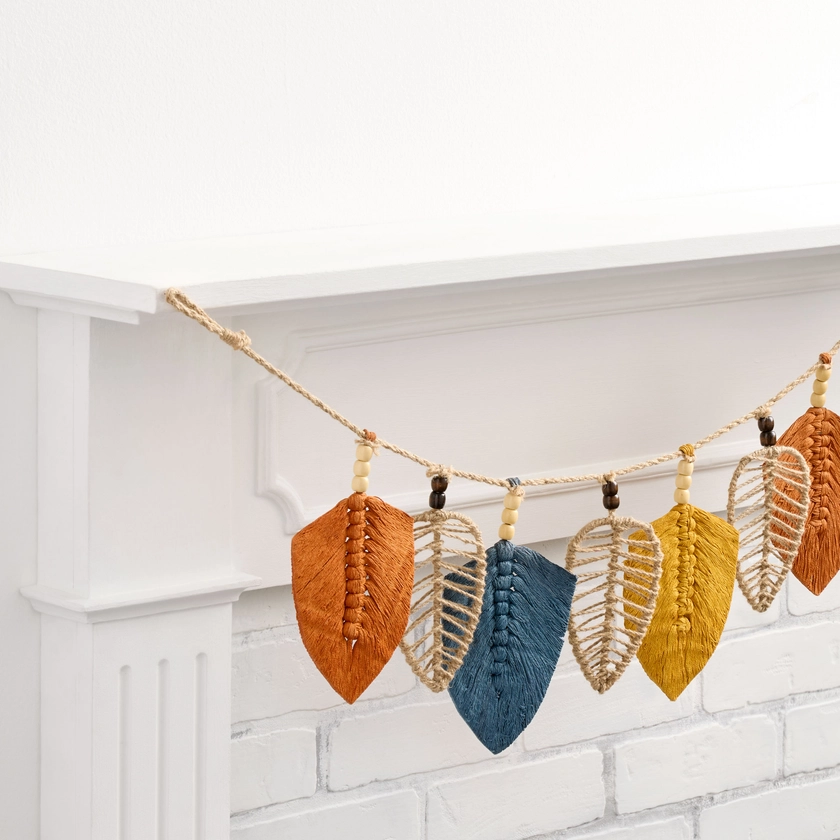 Wood and Fabric Fall Leaf Garland - World Market