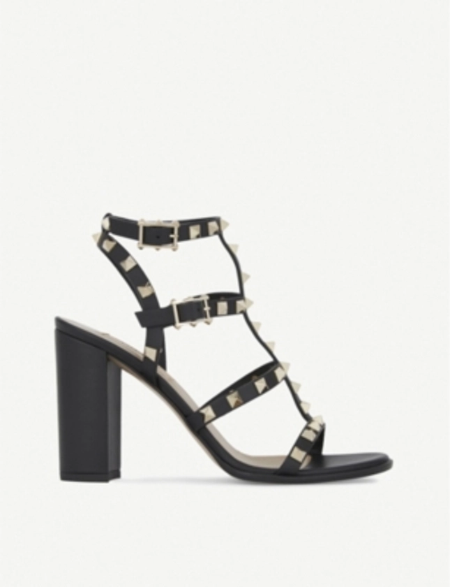 VALENTINO GARAVANI - Rockstud 90 leather heeled sandals | Selfridges.com