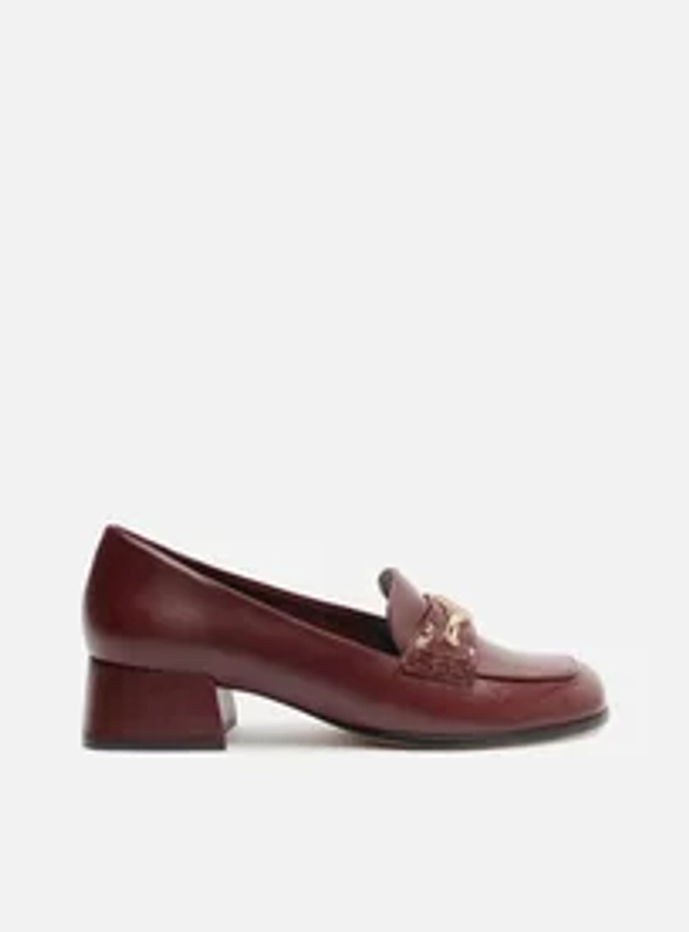 Loafer Vermelho Couro Bloco Medalha