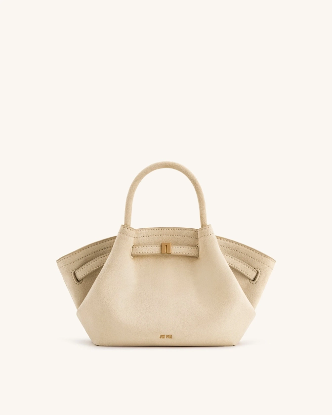 Sac fourre-tout mini Hana en faux suède - Blanc Cassé