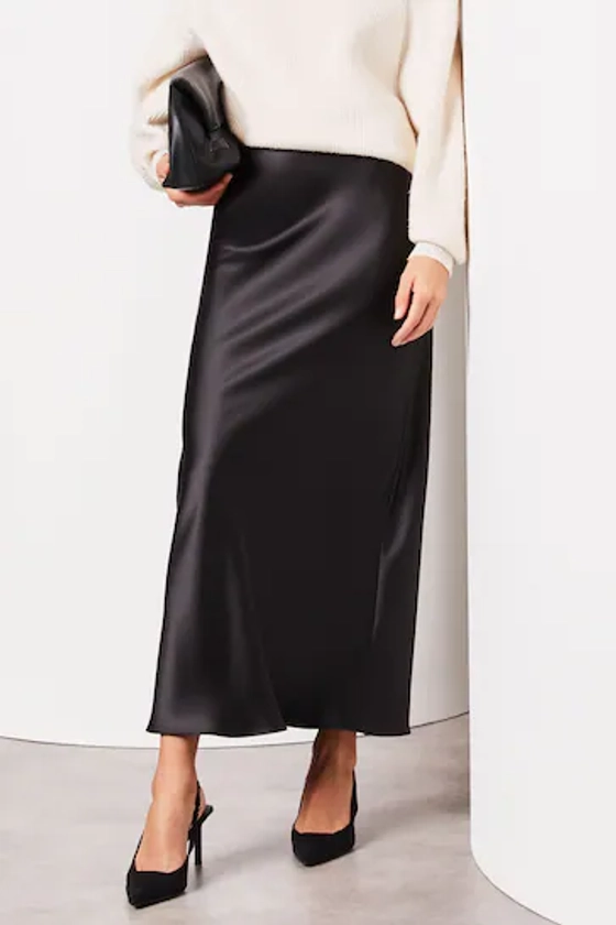 Buy Lipsy Black Maxi Satin Skirt from the Next UK online shop