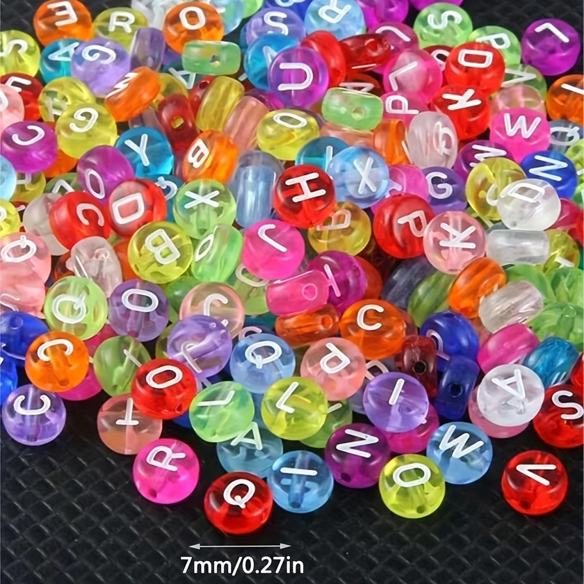 100pcs Transparent Plastic Beads Colorful Random Alphabet Beads Letter Beads Round Loose Beads For DIY Jewelry Accessories Bracelet Necklace Making