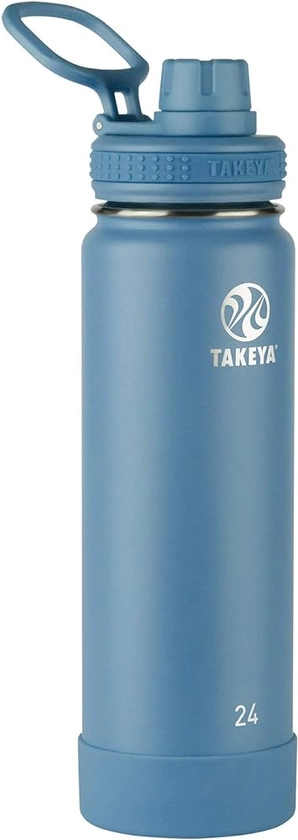 Takeya Actives 24 oz Vacuum Insulated Stainless Steel Water Bottle with Spout Lid, Premium Quality, Bluestone