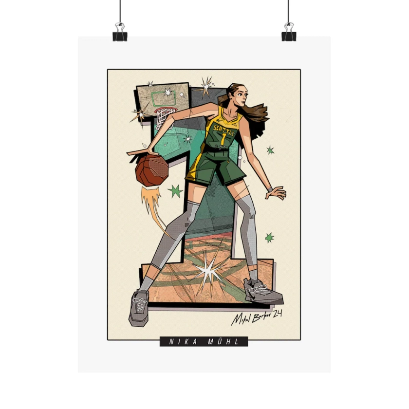 Nika Muhl WNBA Storm Retro-geometric Matte Vertical Posters 12 X 16 - Etsy