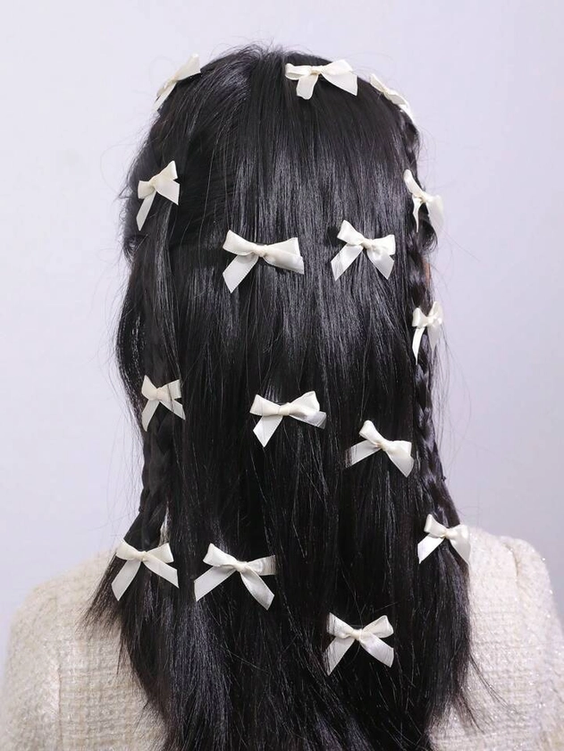 Conjunto de 15 piezas de clips para el cabello para niñas, horquillas con forma de mariposa beige y de cinta, accesorios de cabello lindos de estilo de ballet de moda y dulces, presillas de encaje colorido como decoración estilo INS Y2K y lazo moños