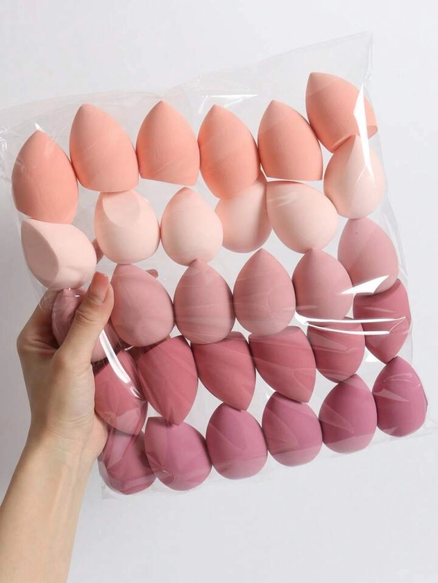 30pcs/Package Makeup Sponge, Mixed Beauty Sponge For Foundation, Liquid, Cream, And Powder, Multicolor, Latex-Free Dual Use Makeup Puff, Suitable For All Skin Types