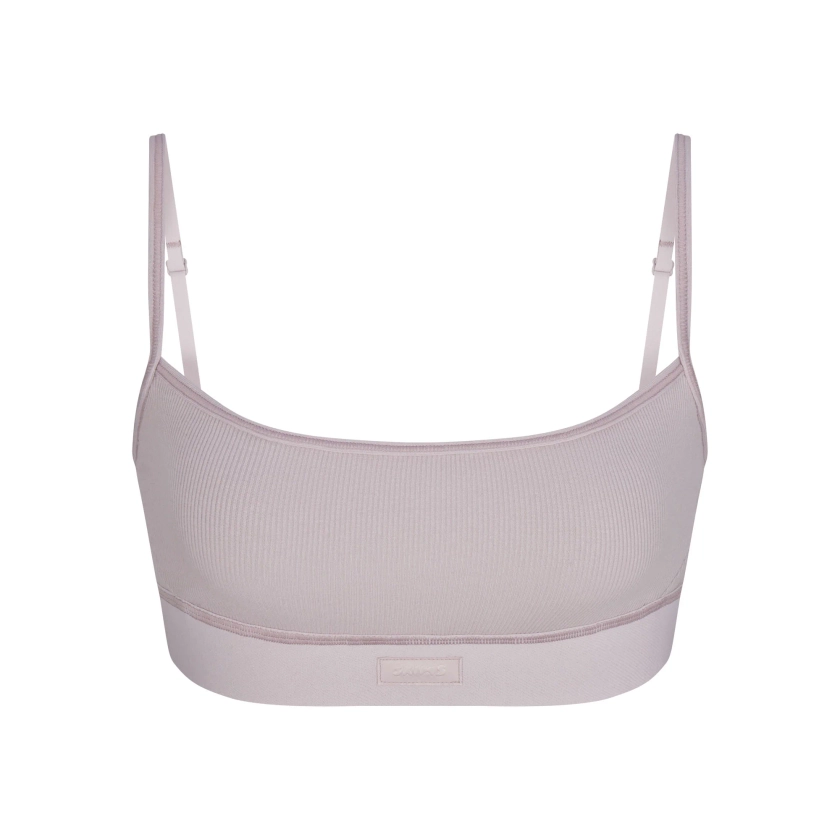 COTTON RIB SCOOP BRALETTE | OYSTER