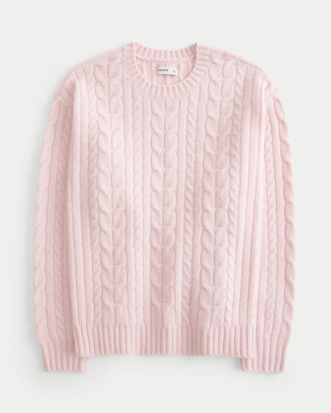 Women's Hollister Comfy Cloud Cable-Knit Crew Sweater | Women's Tops | HollisterCo.com