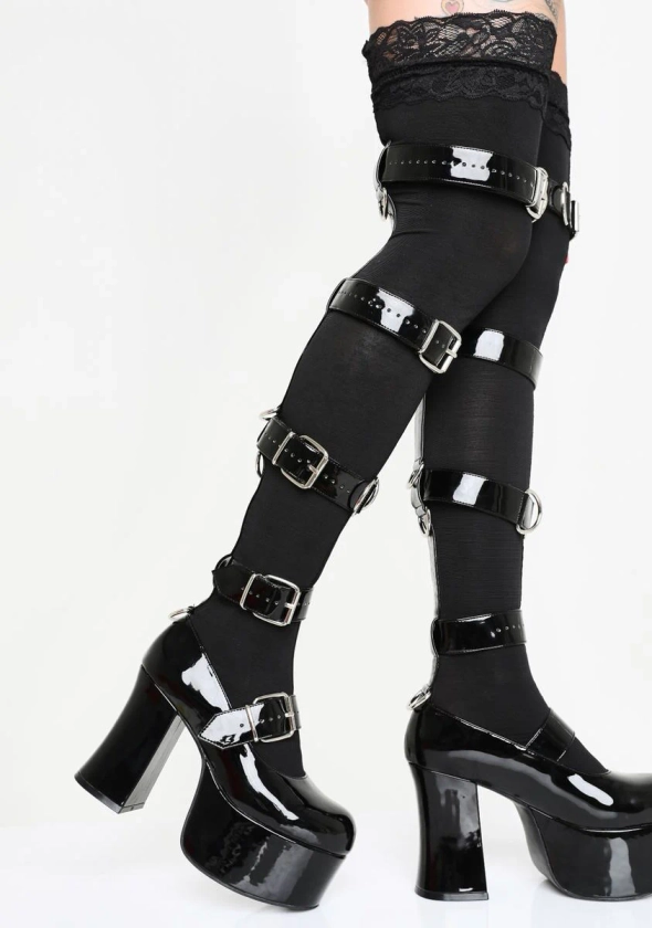 Sugar Thrillz Bondage Thigh High Boots