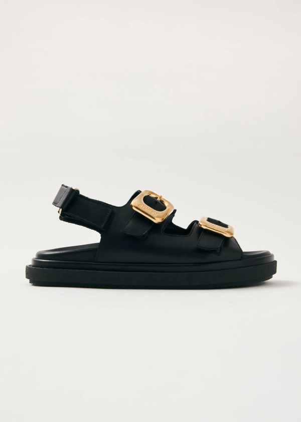 Daria Black Leather Sandals | ALOHAS
