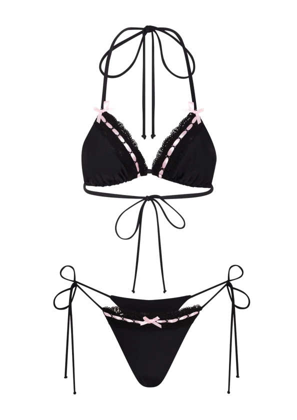 NiiHAi Ltd — LINGERIE BIKINI IN BLACK & PINK