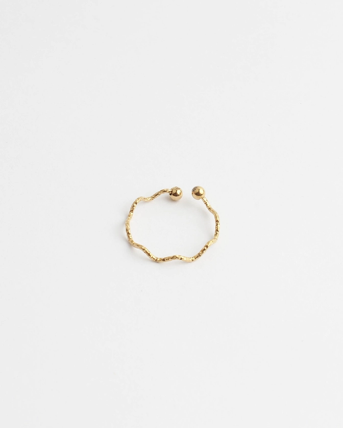 Thin wave ring gold - stainless steel (verstelbaar)