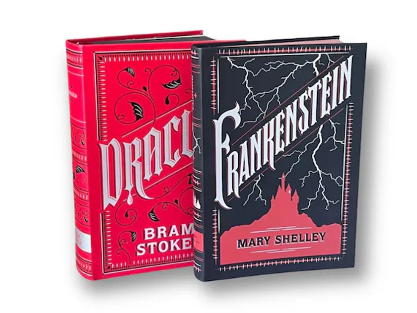 2 Books SET: DRACULA by Bram Stoker & FRANKENSTEIN by Mary Shelley - Collectible Special Edition - Flexi Bound Faux Leather Cover