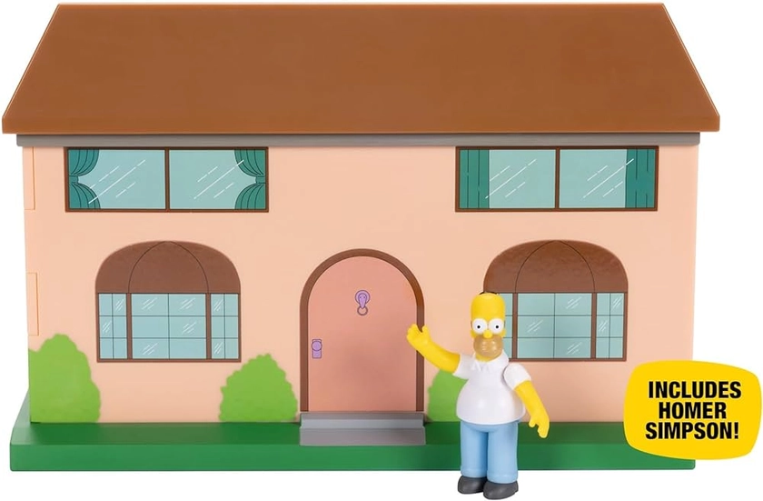 Les Simpson - Maison des Simpson et Salon Diorama - Échelle 2,5 pouces - Inclus Jouet Figurine Articulée Homer et Accessoires - Licence Officielle - Cadeau pour Enfants et Collectionneurs - 3 Ans +