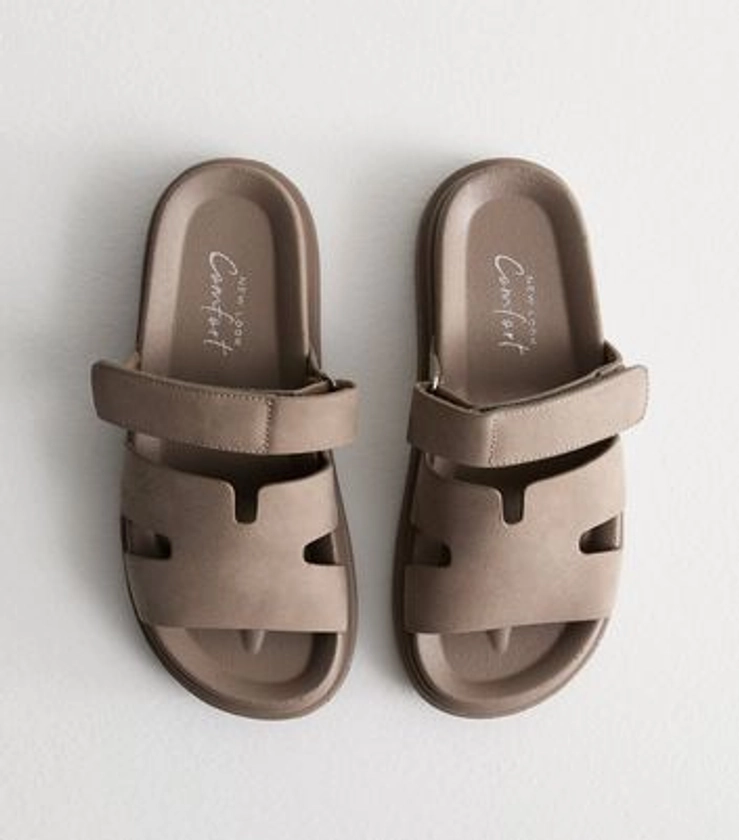 Mink Suedette Flat Sandals