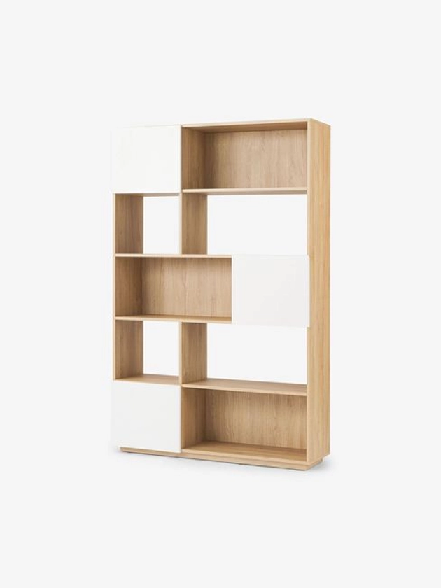 Buy Hopkins Wide Bookcase in Oak Effect and White from the Made online shop