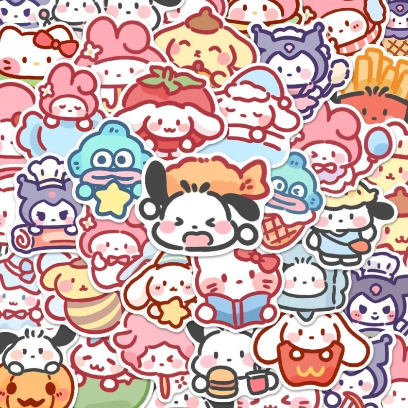 100pcs Cute Cartoon Sanrio Stickers My Melody Kuromi Handbag Decoration Stickers Cinnamoroll Children's Gift Sticker Bag - AliExpress 26