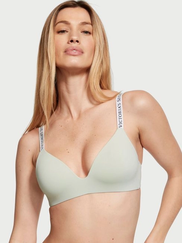 Buy Pale Sky Grey Logo Non Wired Lightly Lined Bra from the Victoria's Secret UK online shop
