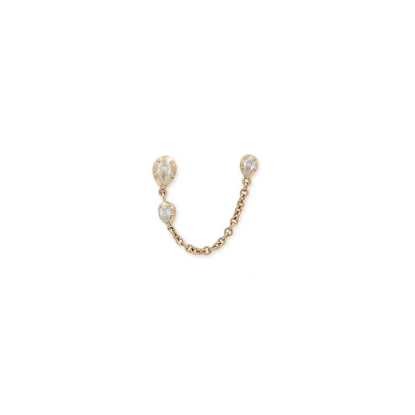 3 GRADUATED TEARDROP SOPHIA DIAMOND CHAIN DOUBLE STUD