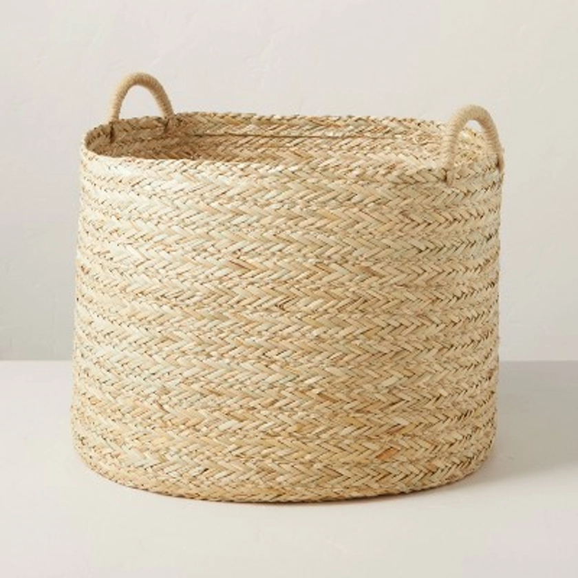 Extra Large Braided Grass Storage Basket - Hearth & Hand™ with Magnolia: Farmhouse Style, Round Shape, with Handles