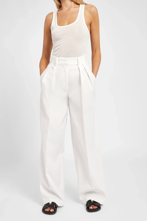 Longline Dad Trousers - White