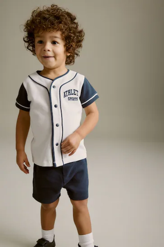 Buy Navy Blue/White Baseball T-Shirt and Shorts Set (3mths-7yrs) from the Next UK online shop