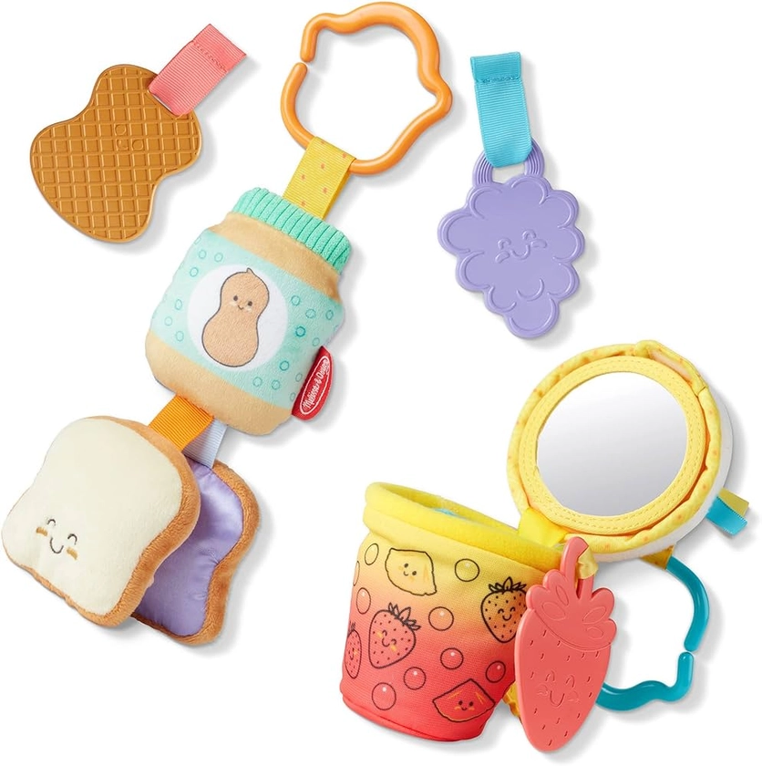 Amazon.com: Melissa & Doug Multi-Sensory Take-Along Clip-On Infant Toy 2-Pack (PB&J and Bubble Tea) : Toys & Games